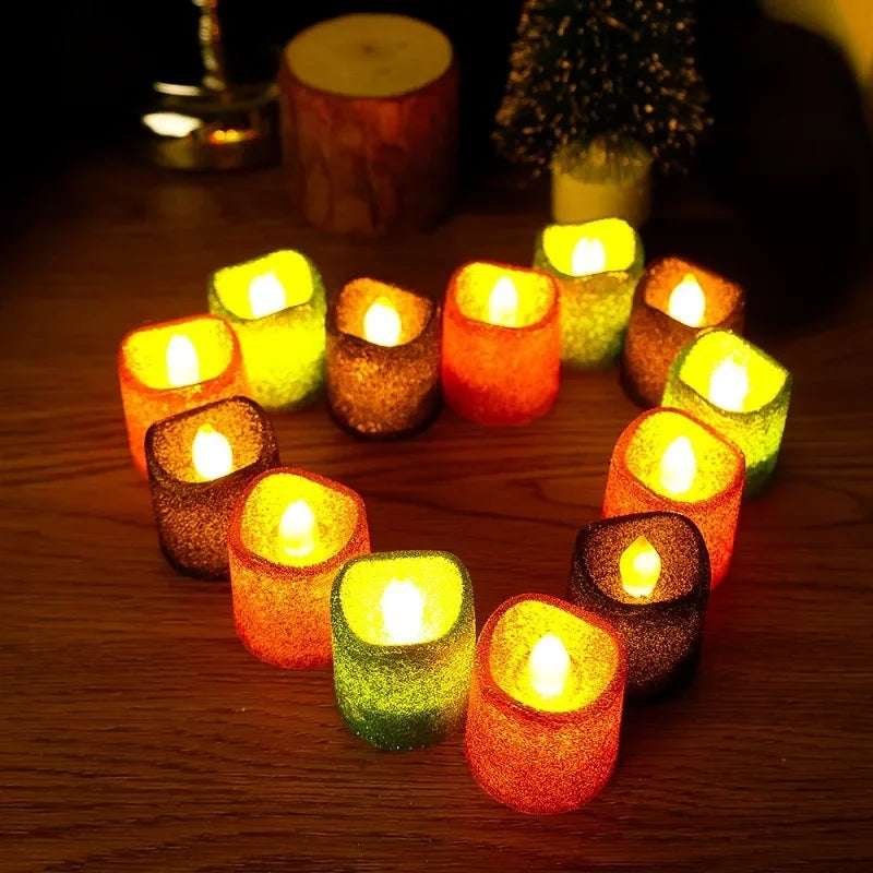 12/1PCS Glitter LED Flameless Candles Battery Operated Tea Light Romantic Candles Birthday Wedding Christmas Party Table Decor 