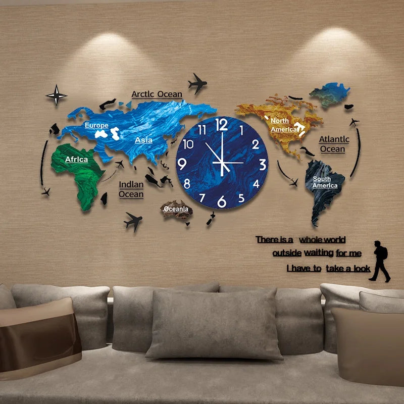 Acrylic Wall Clock 3D DIY Large Wall Hanging Clock with Wall Stickers Home Decorations 