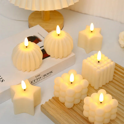 Led Electronic Candle With Battery flameless Flicker Magic Cube Art Tealight Birthday Christmas Birthday Home Decoration Candles 
