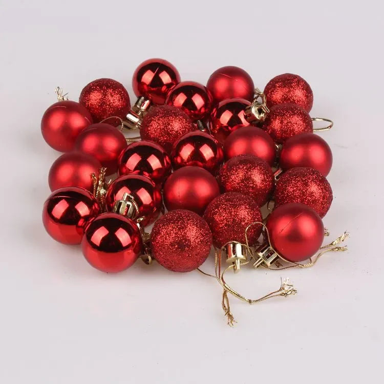 24Pcs Christmas Balls Ornament Plastic Christmas Tree Gold Red Pink Ball Pendant Hanging Decor Christmas Decoration 2024 Navidad