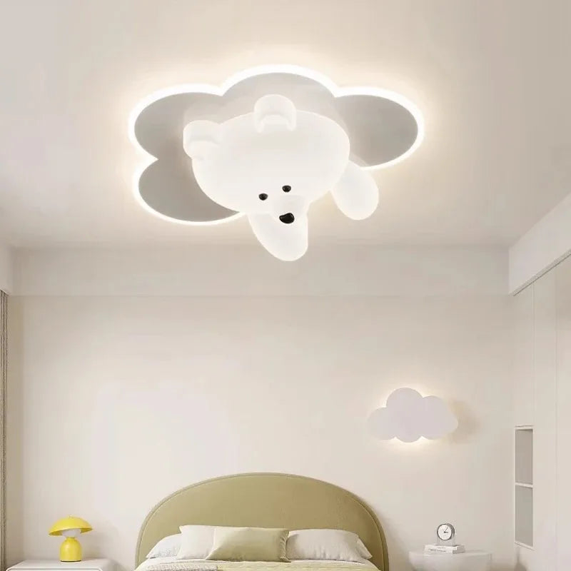 Children's Baby Room Cute Bear Ceiling Light – Home Decoration Lamp, Cloud Circle, Minimalist Creative Design, Luxury LED Lighting