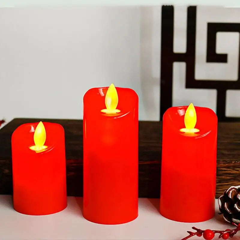 Moving Wick Candles Red Flickering Flameless Pillar Candles Fake Candles LED Candles Table Decoration For Home Party Christmas