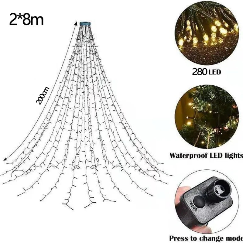 400 LED Christmas Tree Lights Christmas Lights for Indoor and Outdoor Decoration Outdoor Waterfall Lights Christmas Decoration