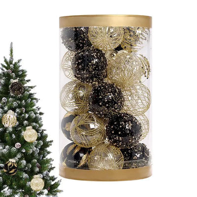 25pcs Black Gold Christmas Balls Decoration Garden Home Christmas Tree Ornaments Hanging Pendant Xmas Decor New Year Navidad 