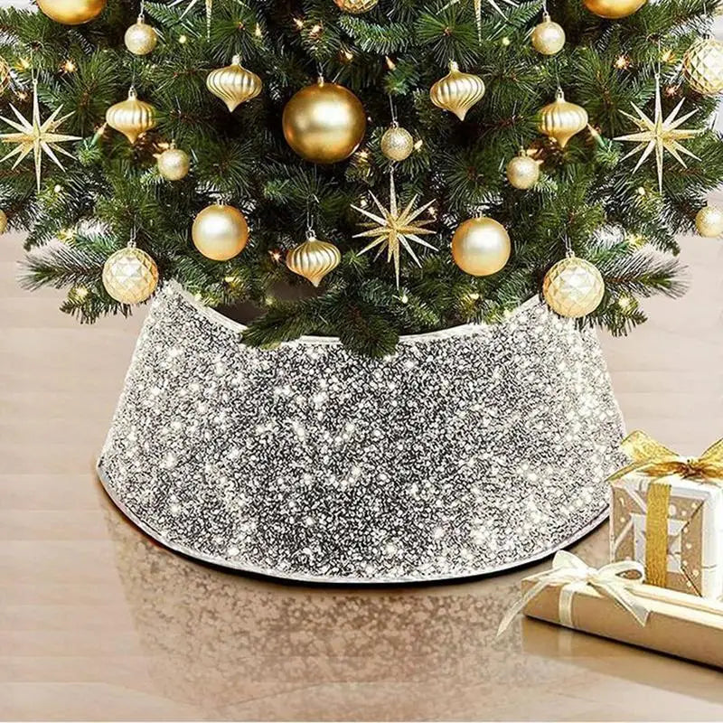 Decorative Sequin Christmas Skirt Collar Christmas Decor Suitable For Shopping Mall Garden Living Room Offices Hotel Classroom 