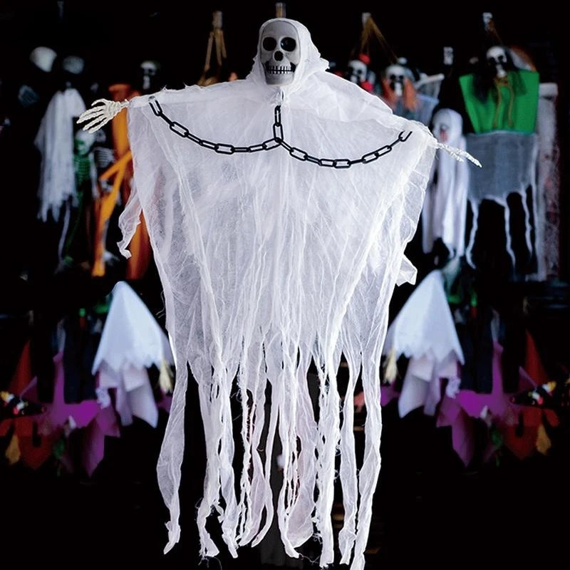 Halloween hanging ghost clothes skull gauze clothes haunted house door horror props Halloween ghost pendant decoration supplies