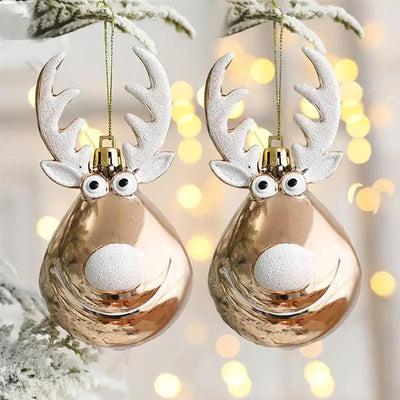 2pcs Elk Christmas Balls Ornaments Xmas Tree Hanging Bauble Pendant  Christmas Decorations for Home New Year Party Navidad 2024 