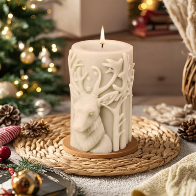 Relief Winter Christmas Elk Candle Ball Forest Snowman Reindeer Plaster Silicone Model Festival Chocolate Home Party Decor 