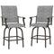 Outdoor Bar Stools Set of 2, Swivel Bar Height Chairs with High Back, Curved Armrests and Steel Frame, Mixed Grey