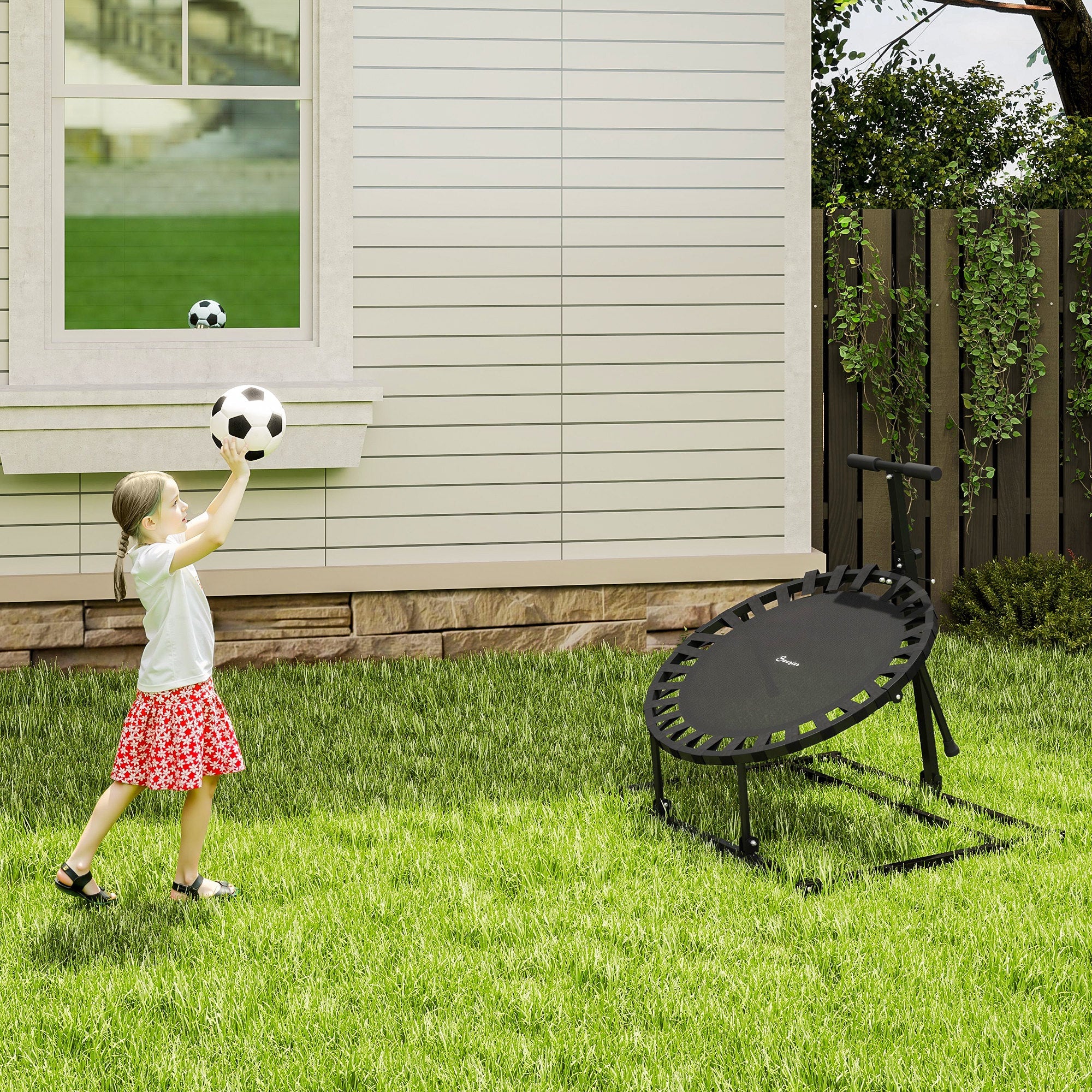 Soozier 2-in-1 38" Rebounder Trampoline for Adult, 8-Angle Adjustable Baseball Volleyball Soccer Rebounder Fitness Trampoline 
