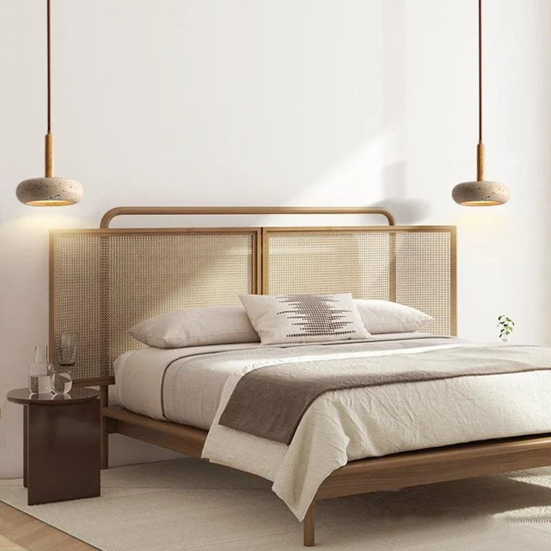 Japanese Style Stone Pendant Light - Travertine Suspension Ceiling Hanging Lamp for Kitchen Island & Living Room 