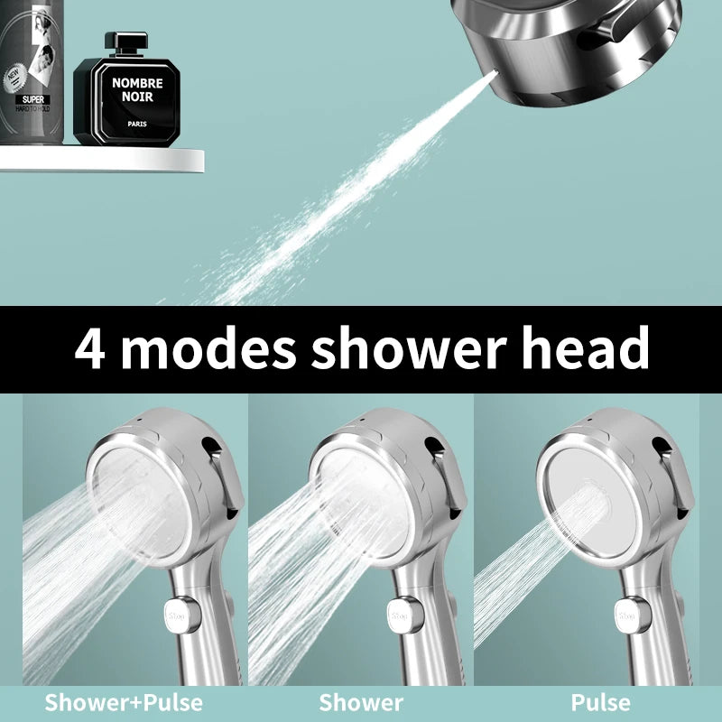 Smart 4-mode adjustable shower head LED temperature display shower head Adjustable shower Water-saving bathroom accessories