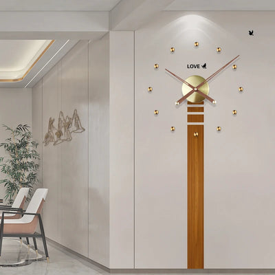 Solid Wood Wall Clock Modern Design Metal Luxury Wall Watches Clocks DIY Home Decor Silent Living Room Orologi Da Parete Gift 