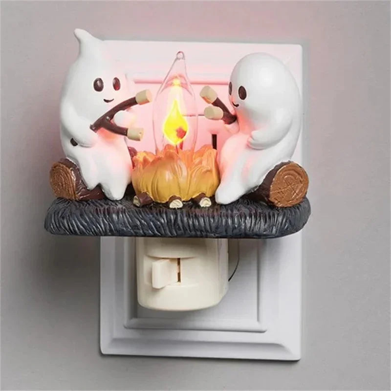 Spooky Bonfire Flicker Night Lights Halloween Spooky Night Lights LED Flame Lights Funny Halloween Gifts Halloween Party Decor