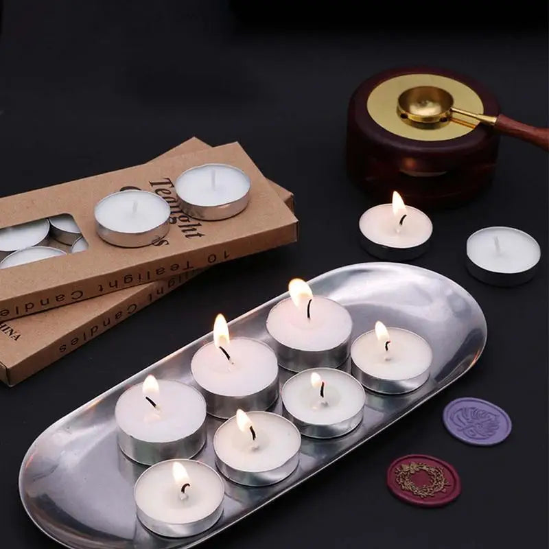 Unscented Tealight Candles 10Pcs Tealight Candles Travel Candles Smokeless Long Lasting Tea Light Candles for Weddings Christmas