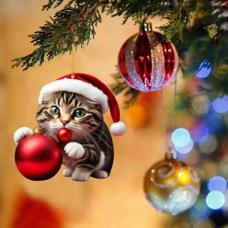 Christmas Cartoon Cat Pendant Christmas Tree Hanging Ornaments Christmas Car Interior Decoration Christmas Party Decoration