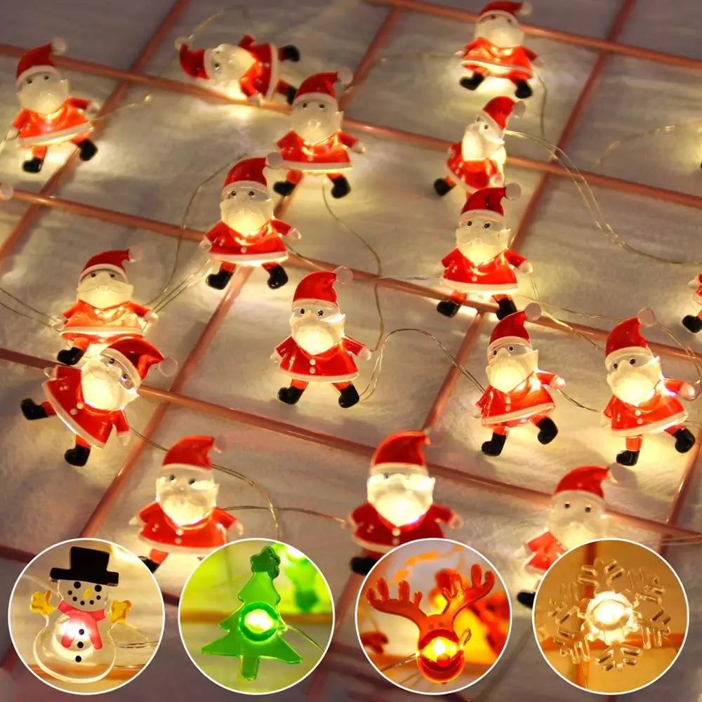 Santa Claus Christmas LED Light String Merry Christmas Decor for Home 2024 Christmas Tree Ornaments Navidad Xmas Gifts New Year