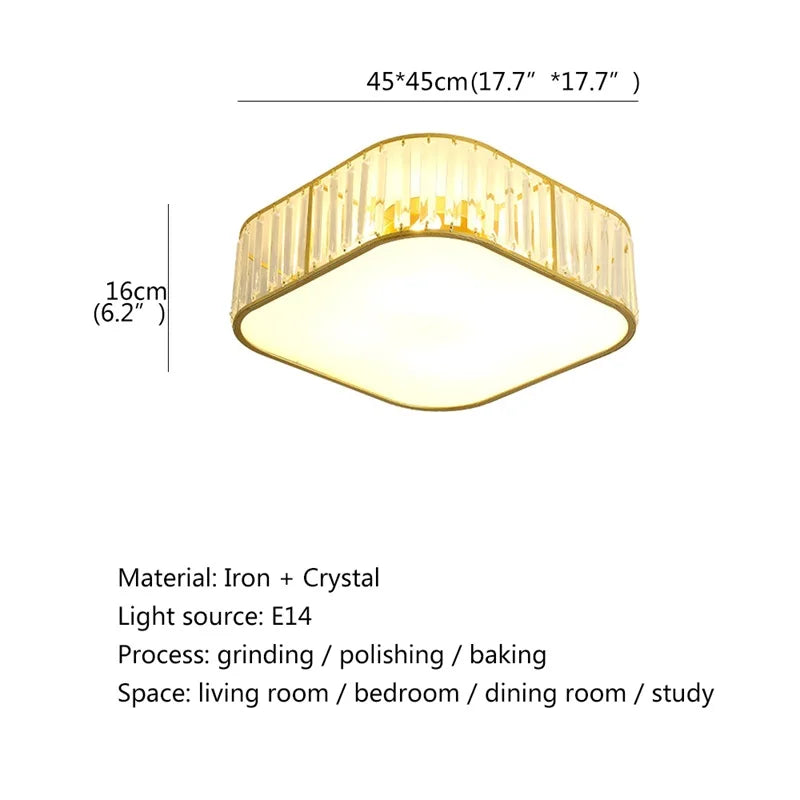 TINNY Modern Square Ceiling Light – Luxury Gold LED Lamp Fixtures for Dining Room Home Decoration 