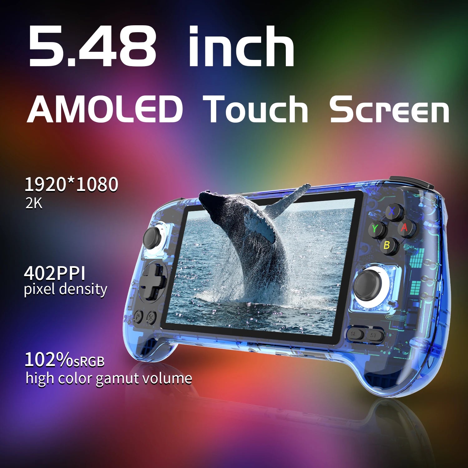 ANBERNIC RG556 Retro Handheld Game Console – 64-bit, Android 13 System, Unisoc T820, 5.48-inch AMOLED Screen, Hall Joystick Game Player 