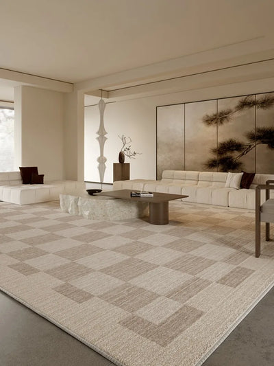 Retro Living Room Large Area Decorative Carpets Plaid Minimalist Bedroom Bedside Carpet Comfortable Soft Cloakroom Balcony Rugs 