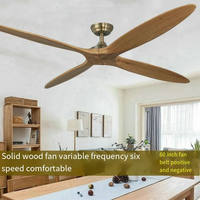 60-Inch Ceiling Fan – DC 85V-260V Motor, 4 or 2 Wooden Blades, Ventilator Light, Remote Control, Free Shipping 