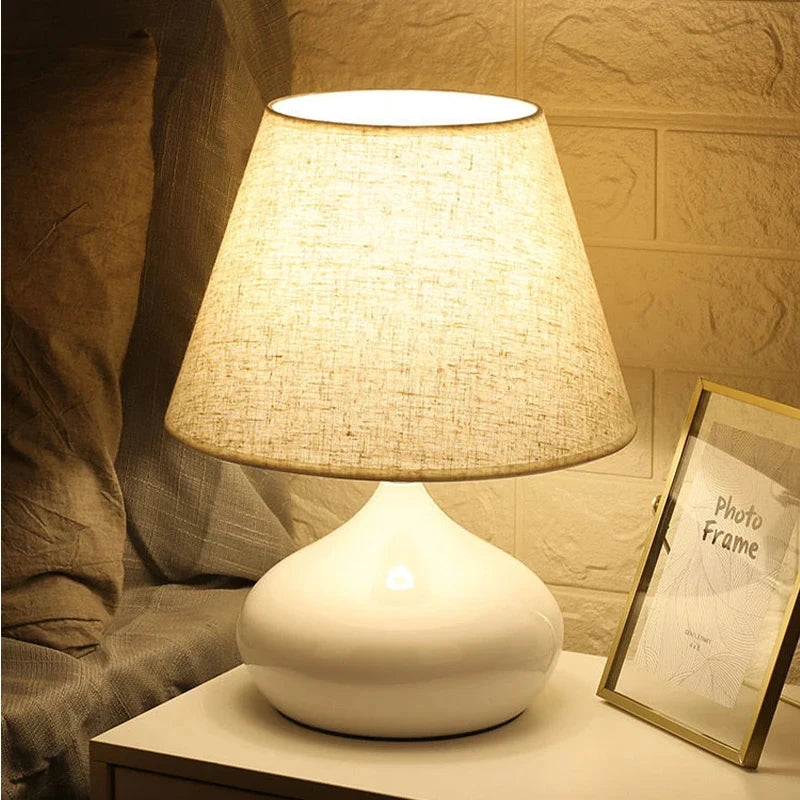 Modern Minimalist Table Light - LED Warm Desk Lamp with Touch Switch, Creative Bedside Lighting for Living Room & Study