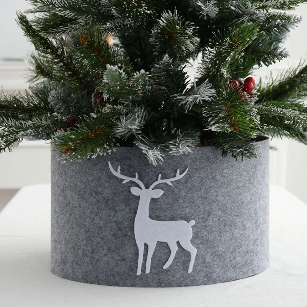 60/90/120CM Tree Skirt Christmas Tree Skir Xmas Tree Mat Christmas Tree Round Basket Elk Printed Christmas Tree Base Cover New