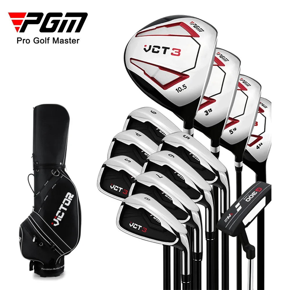 PGM Men's Golf Club Set - Titanium VCT 3rd Generation, Right-Handed, 9/12 Pieces, Complete Beginner’s Full Set, MTG031