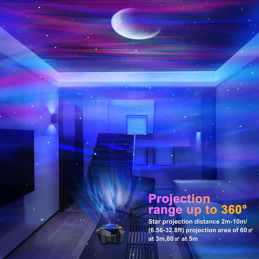Aurora Star Light Projector with Moon – Galaxy Night Lights, Remote Control, Bluetooth Projection Lamp, Gift for Kids 