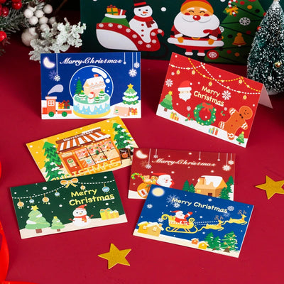 Merry Christmas Greeting Card 2024 New Year Festival Postcards Santa Claus Snowman Cartoon Gift Cards Christmas Party Decor 