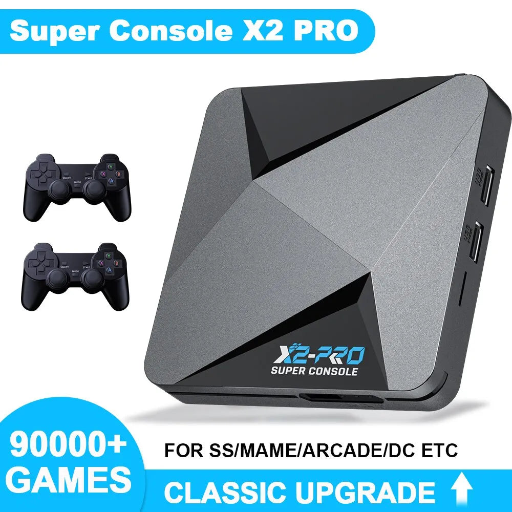 KINHANK Retro Video Game Console Super Console X2 Pro - 90000 Games for PS1, DC, MAME, SS, with Gamepad, Ideal Kid Gift & Game Box