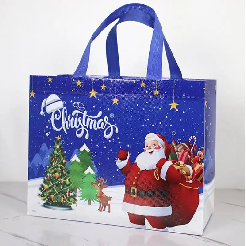 2024 Christmas Non-woven Fabric Tote Bags Candy Gift Packaging Santa Claus/Snow Man Printed Kids Favors New Year Shopping