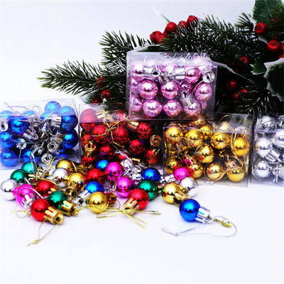 24pcs/Box 2cm Mini Christmas Ball Pendant Xmas Party Hanging Ball Ornament Shopping Mall Ceiling Christmas Tree Decorations 