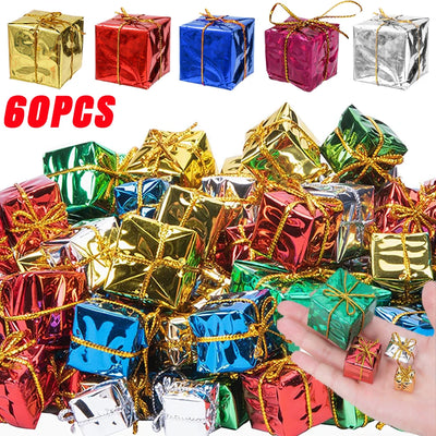 60/6Pcs Mini Xmas Foam Gifts Boxes Christmas Ornaments Gifts Xmas Tree Hanging Pendants For Navidad Party Decorations Supplies 