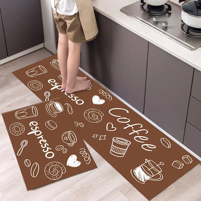 Kitchen Absorbent Mat Non-Skid Waterproof Wipeable Comfort Standing Kitchen Rugs and Mats Wipeable Wash Free Long Strip Carpet 