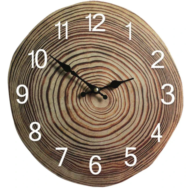 12-Inch Ring Wall Clock – Acrylic with Old Wood Grain, Silent Mechanism, Simple Creative Design for Living Room & Corridor 