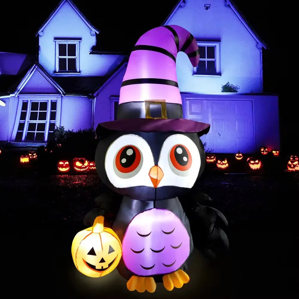 Owl Inflatables Halloween Decorations Pumpkin Creepy Terror Scary Props Outdoor Party Yard Garden Haunted House Blow Up