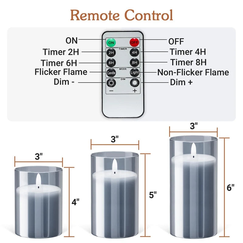 1Set Flameless Candles For Christmas Wedding, Table Decorations Christmas Candles Battery  (Grey)