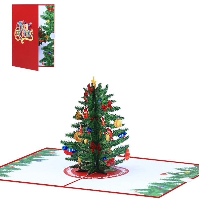 3D PopUp Christmas Tree Card Greeting Card Beautiful Craftsmanship for Holiday Celebration Festive Gift Cards