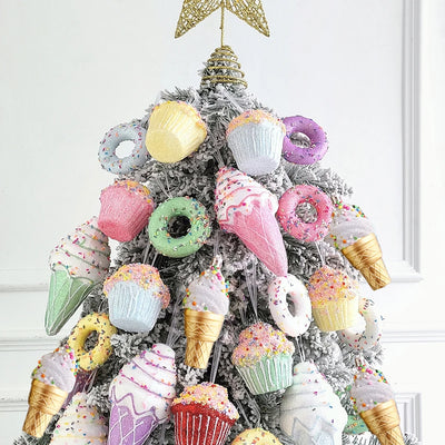 Christmas Hanging Candy Balls Ornament Donut Cupcake Ice Cream Cone Christmas Tree Pendant Home Navidad Christmas Decoratio 2024 
