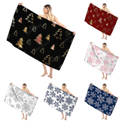 Christmas Pattern Bathroom Adult Soft Bath Towel Sauna Large Beach Towel Fitness Towel Hotel Women's Shower Quick Drying 