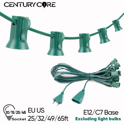Outdoor Light Cable EU 220V US 110V String Light Wire E12 Sockets C7 Lamp Base Connectable Party Christmas Decor Street Garland 