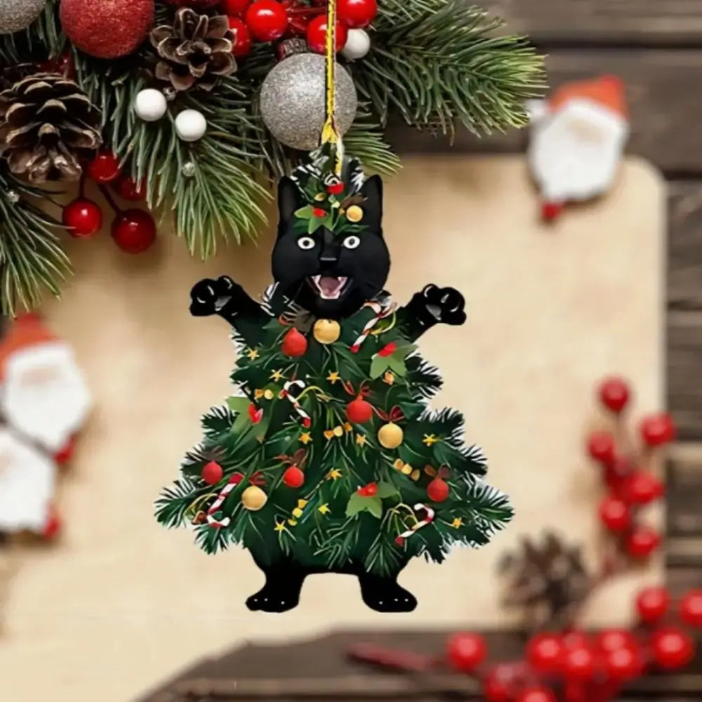 Funny Creative Christmas Acrylic Black Cat Pendant Delicate Fashion Xmas Tree Decorations Durable Hangable Ornaments Kids Gift