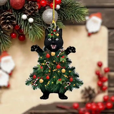 Funny Creative Christmas Acrylic Black Cat Pendant Delicate Fashion Xmas Tree Decorations Durable Hangable Ornaments Kids Gift 