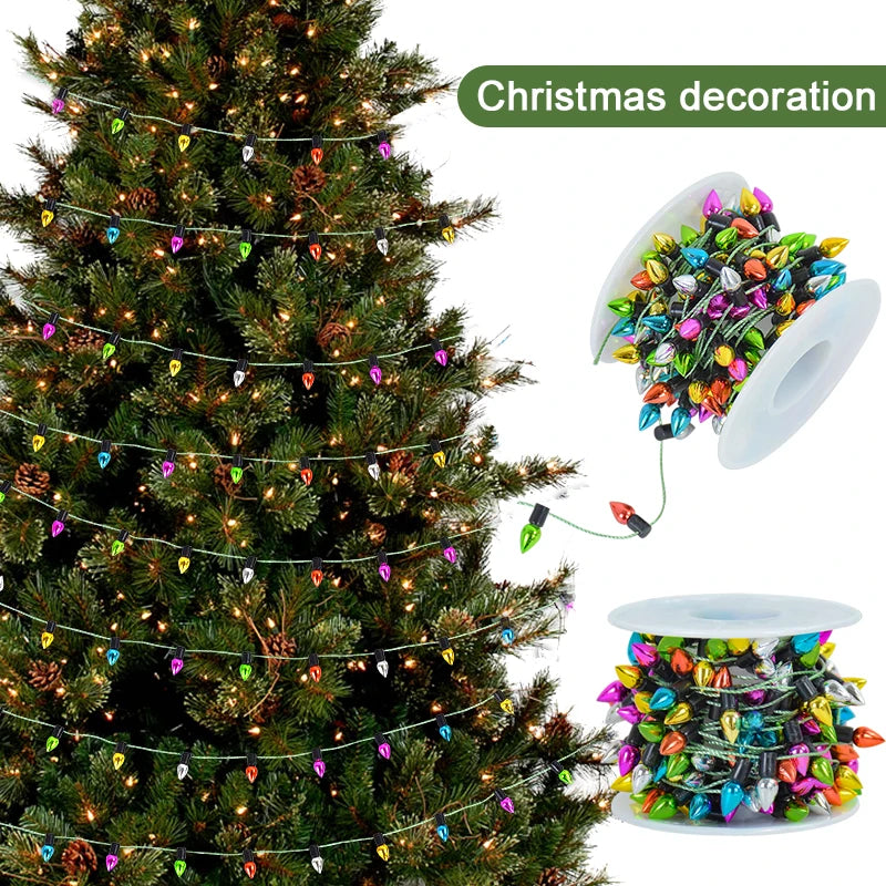 5Meters Colorful Bulbs String Garland Christmas Home Decorations Xmas Tree Ornaments Navidad New Year Gift DIY Dollhouse Not LED