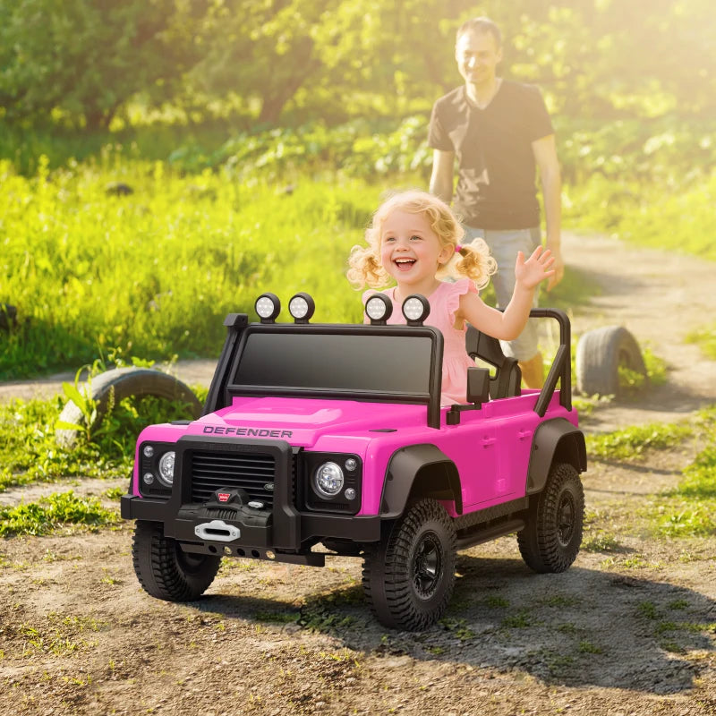 Qaba Land Rover Licensed Kids Ride on Truck with Remote Control, Spring Suspension, LED Lights, 3 Speed for Ages 3-5, Pink