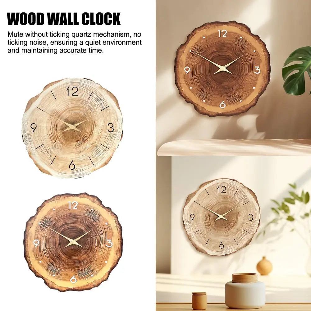 30cm Fashion Annual Wooden Wall Clock Silence Rotate For Bedroom Living Room Cafe Simple Elegant Originality Wall Clock 