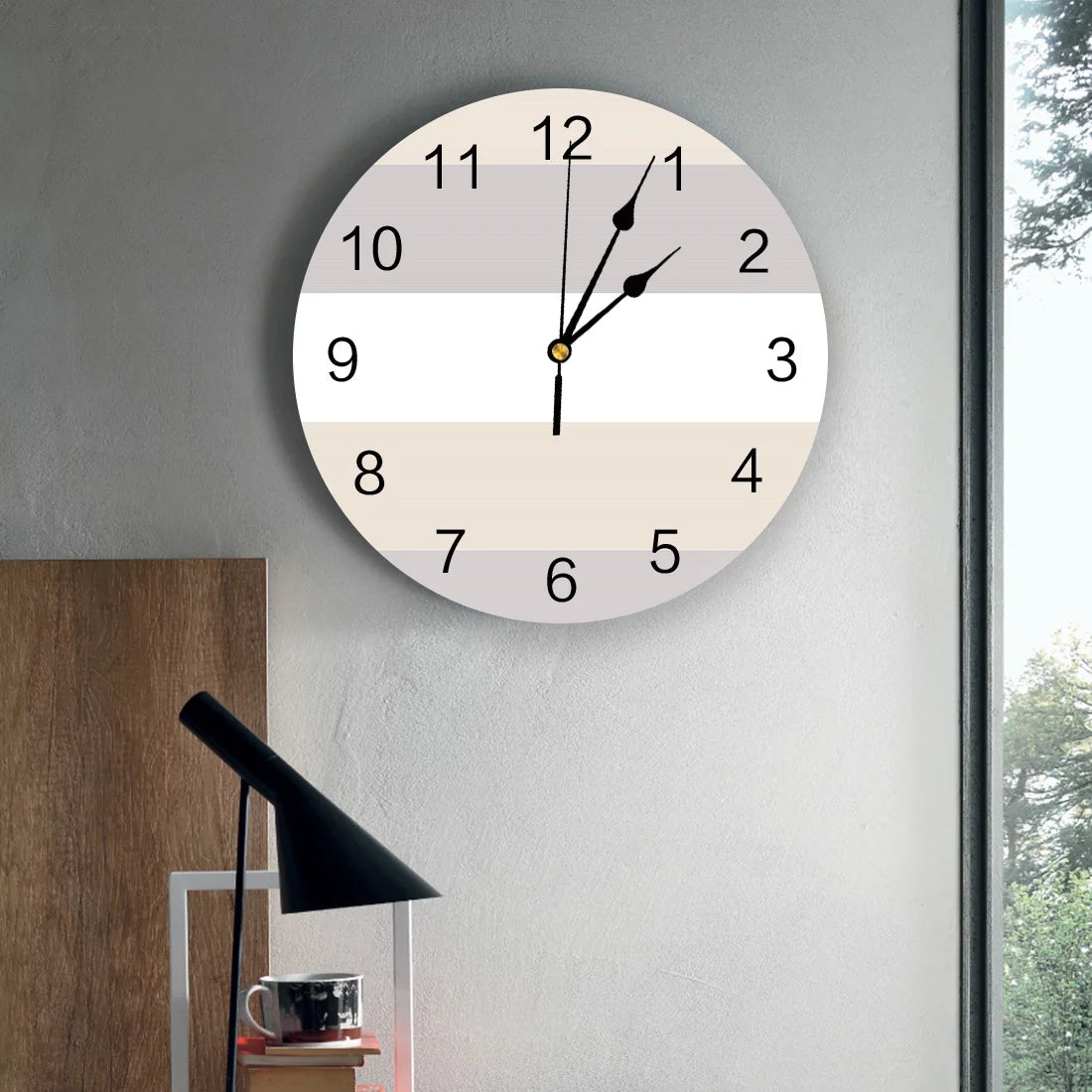 Stripe Wall Clock - Brief Silent Design for Home, Cafe, Office & Kitchen, Large 25cm Wall Decor