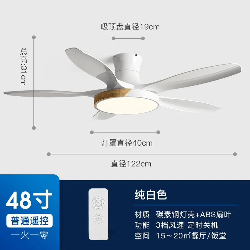 Large Wood Ceiling Fans with LED Light - 48,52,60 Inch DC Motor, Remote Control, 110V,220V for Living Room & Bedroom 