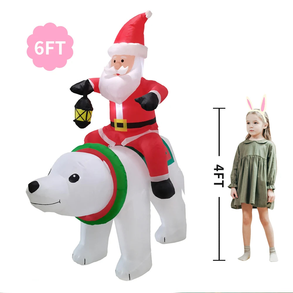 6FT Inflatable Christmas Decoration for Home Outdoor Xmas Party Santa Claus Decor Garden Yard Decoration